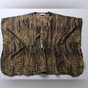 EUC Women’s Michael Kors Animal Print Cover-Up Blouse | Chain Detail | Size L